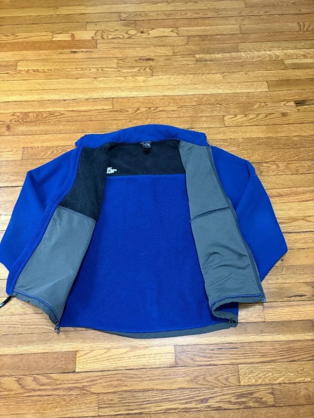 The North Face Mens Denali Fleece Jacket Sz XL Blue Gray Full Zip Pockets Hiking